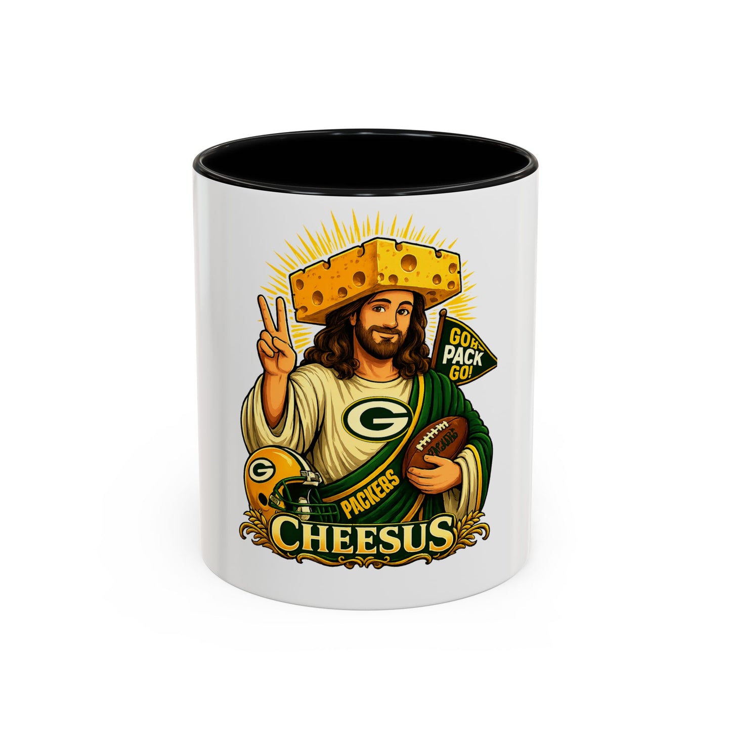 Cheesus Cheesehead Accent Coffee Mug (11oz)