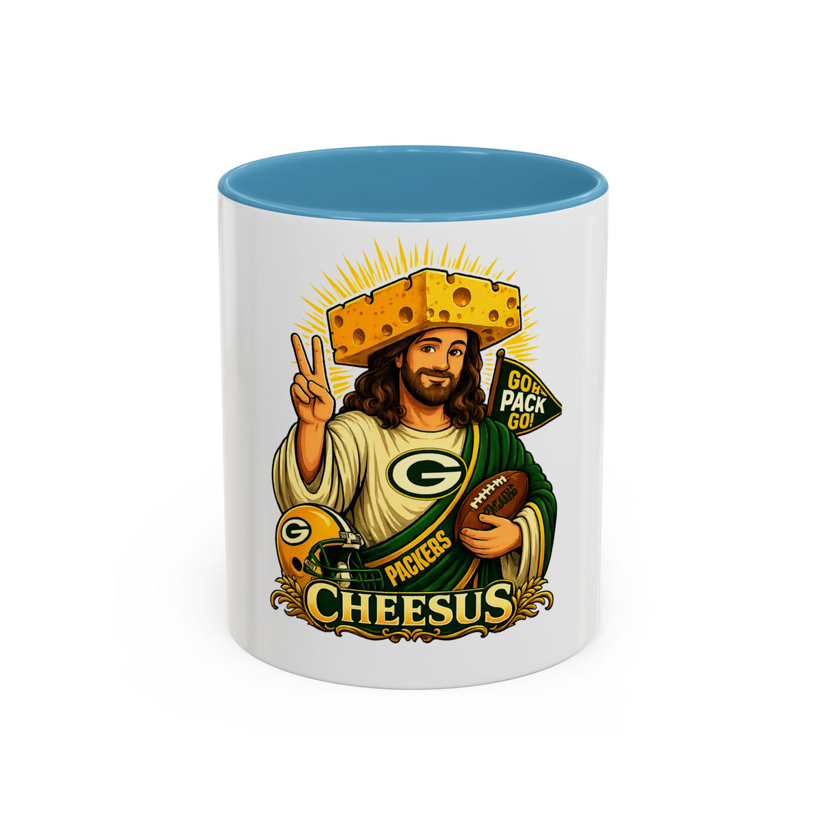 Cheesus Cheesehead Accent Coffee Mug (11oz)