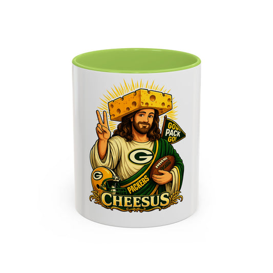 Cheesus Cheesehead Accent Coffee Mug (11oz)