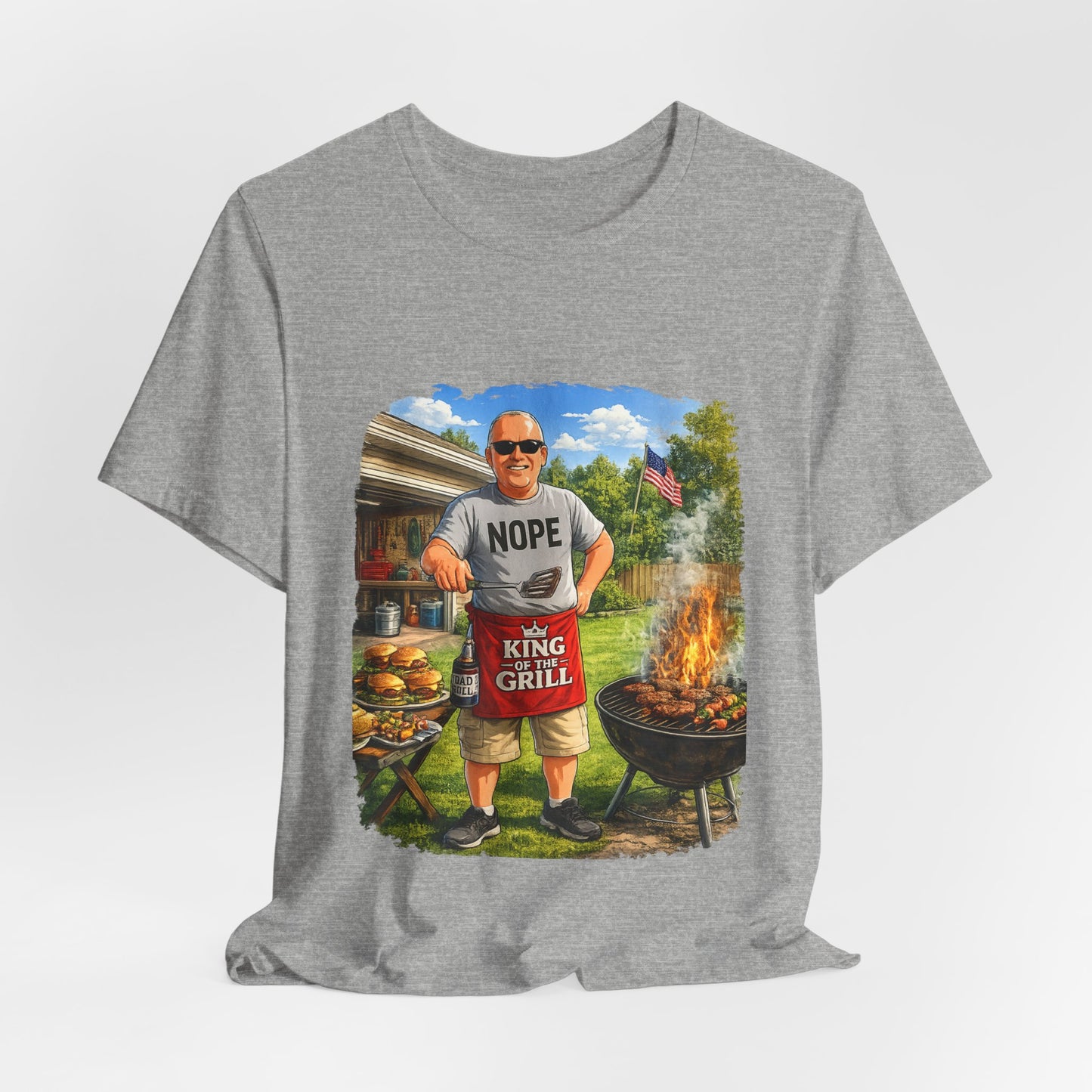 King of the Grill BBQ T‑Shirt — 'Nope, King of the Grill' Funny BBQ Tee