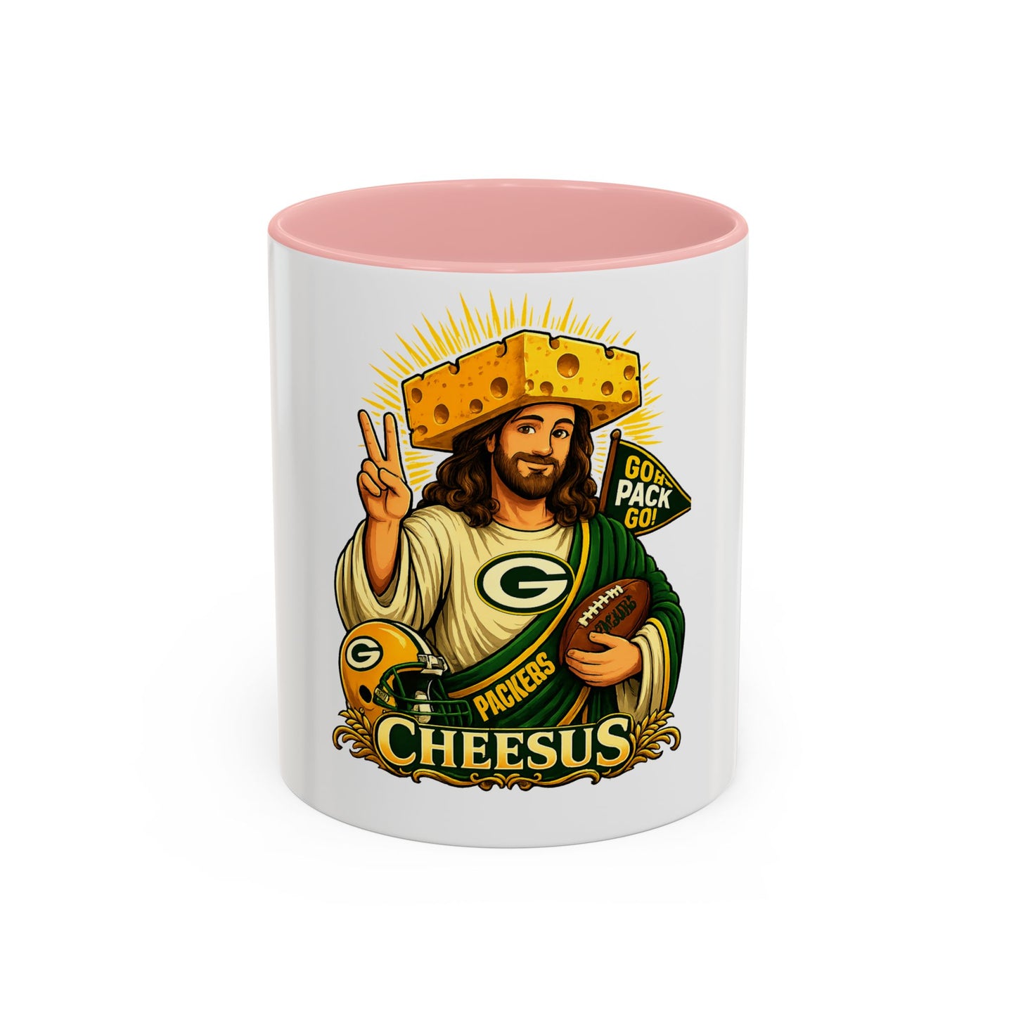 Cheesus Cheesehead Accent Coffee Mug (11oz)
