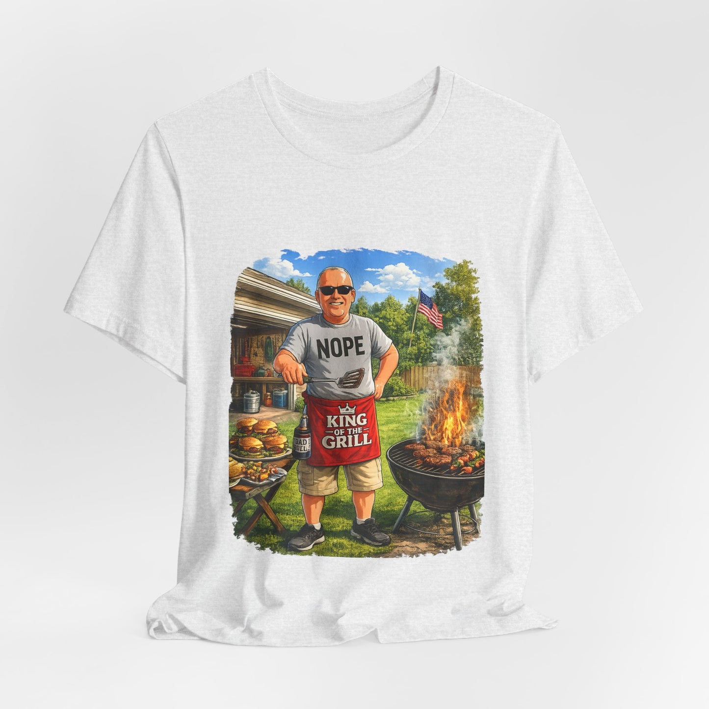 King of the Grill BBQ T‑Shirt — 'Nope, King of the Grill' Funny BBQ Tee