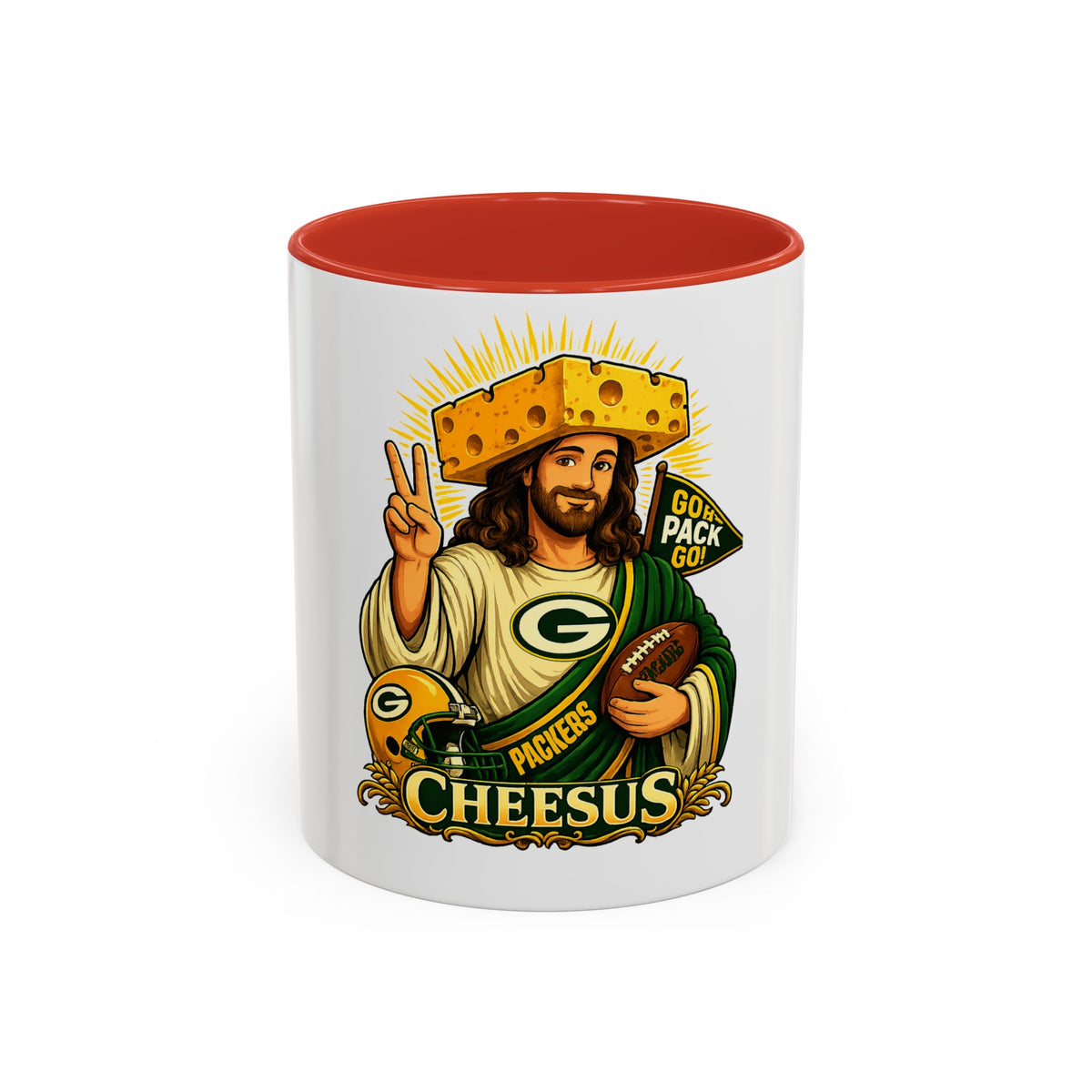Cheesus Cheesehead Accent Coffee Mug (11oz)