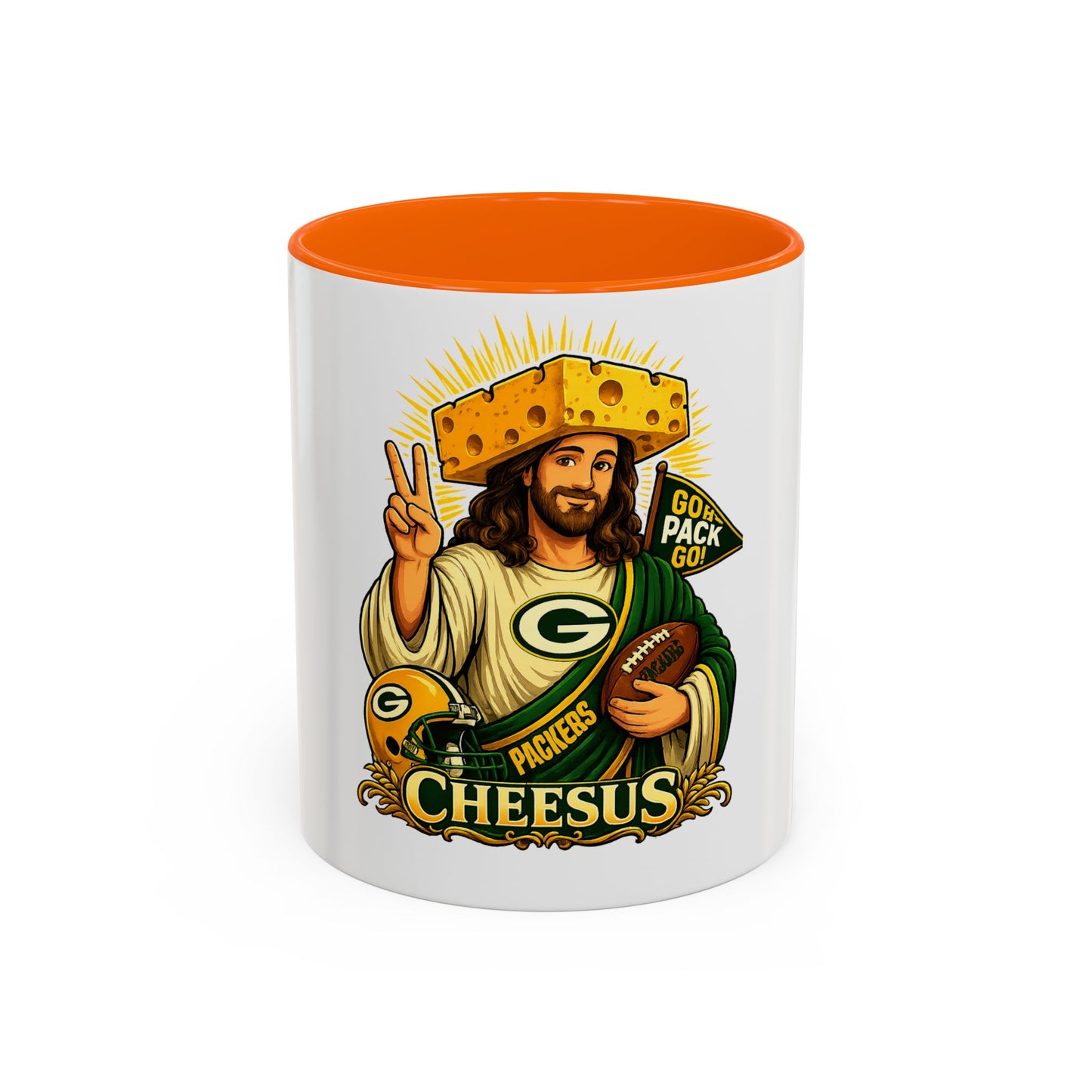 Cheesus Cheesehead Accent Coffee Mug (11oz)