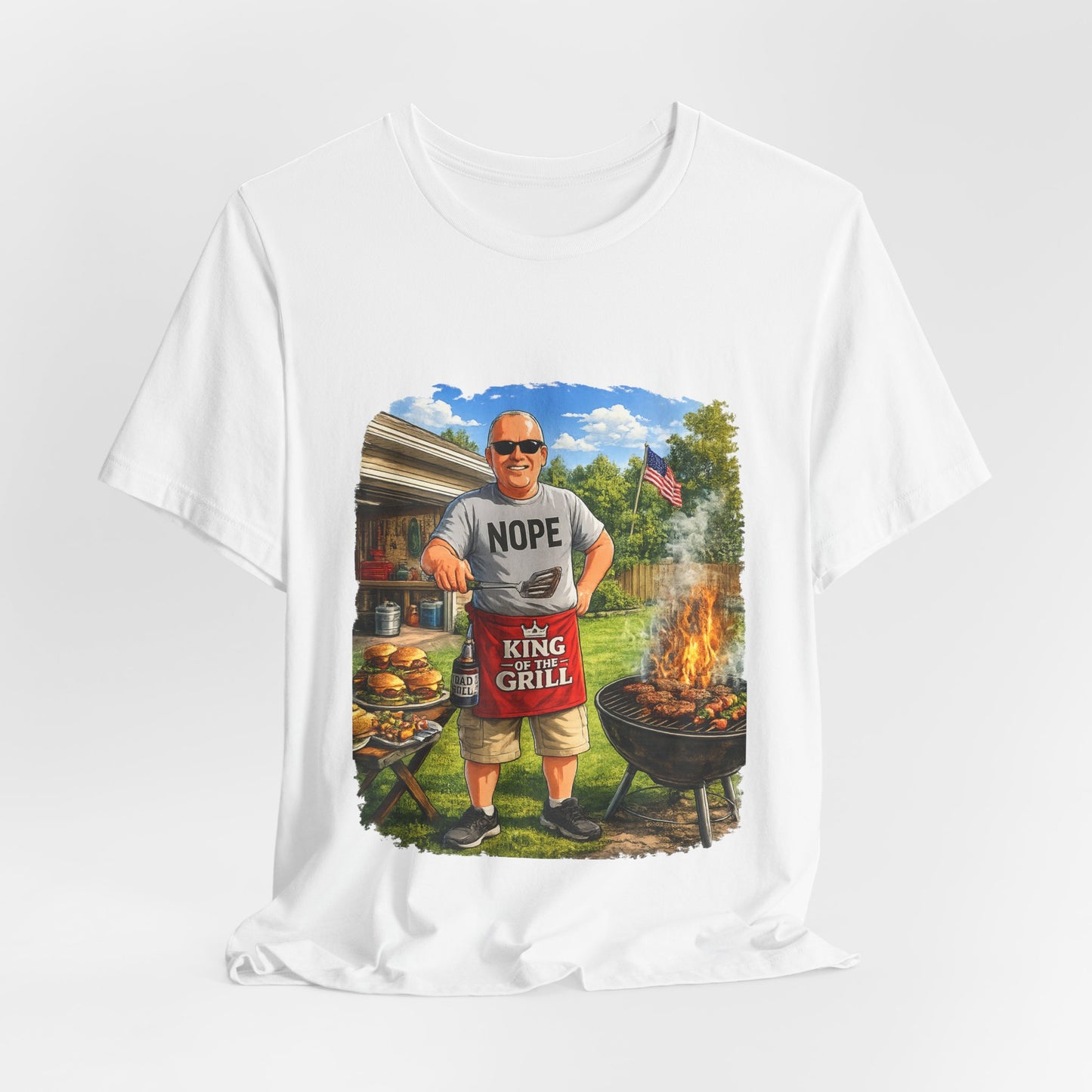 King of the Grill BBQ T‑Shirt — 'Nope, King of the Grill' Funny BBQ Tee
