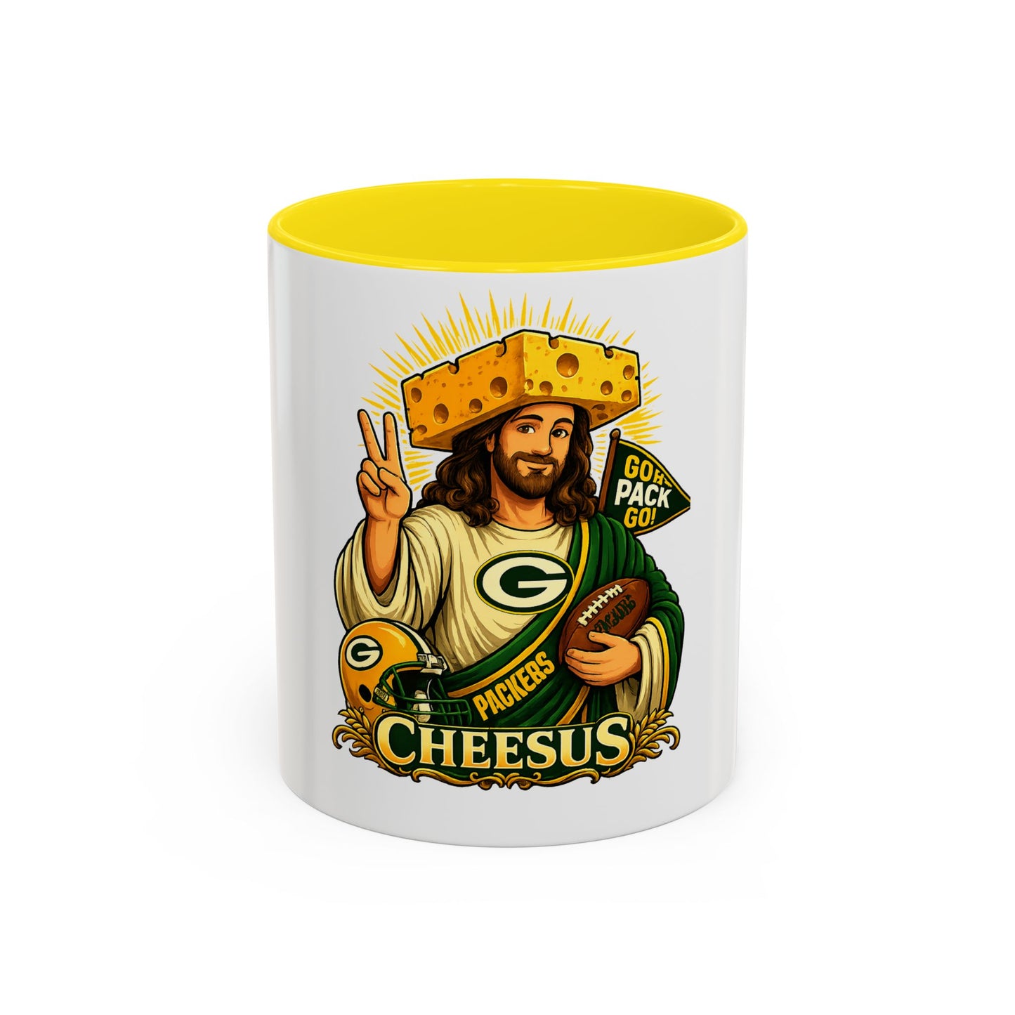 Cheesus Cheesehead Accent Coffee Mug (11oz)