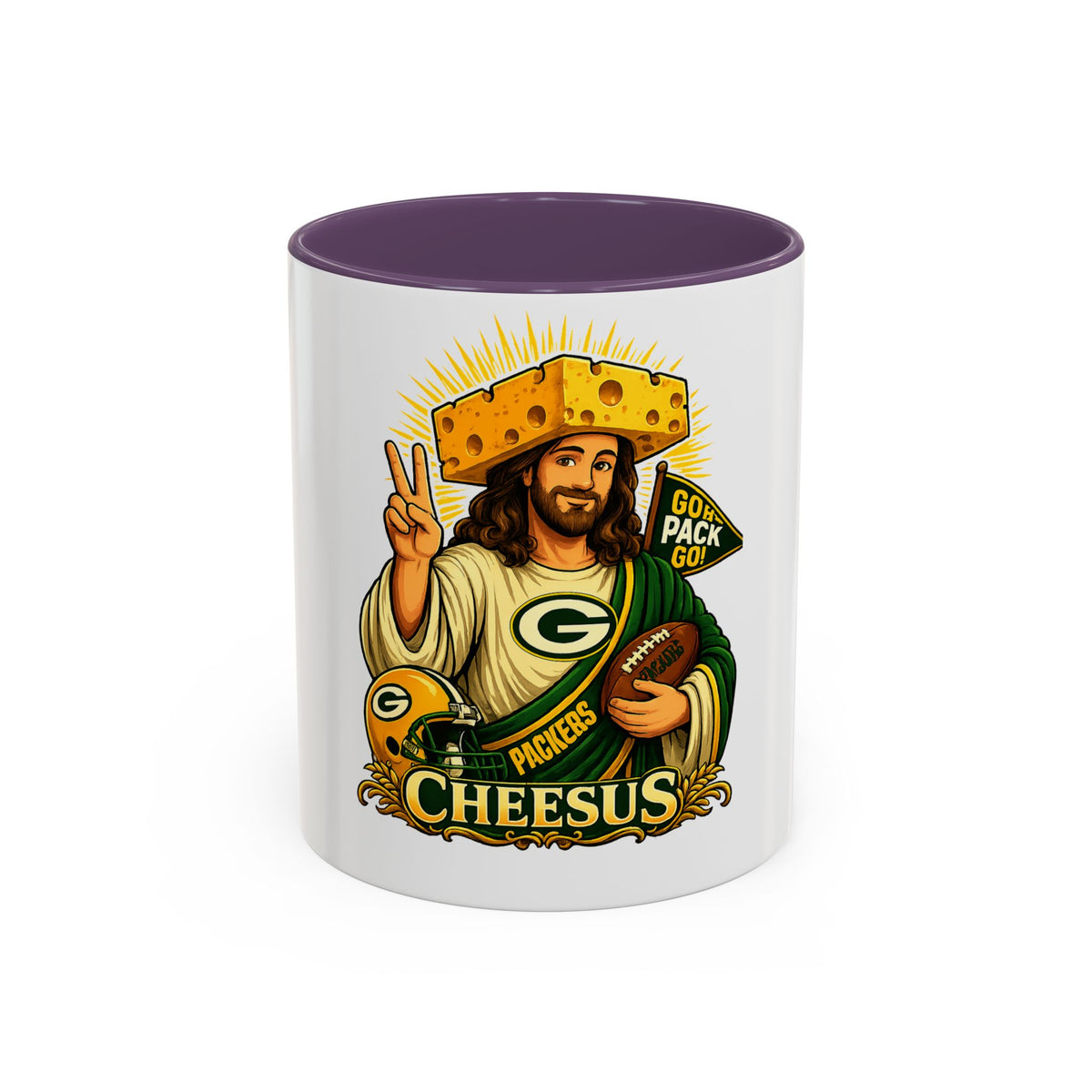 Cheesus Cheesehead Accent Coffee Mug (11oz)